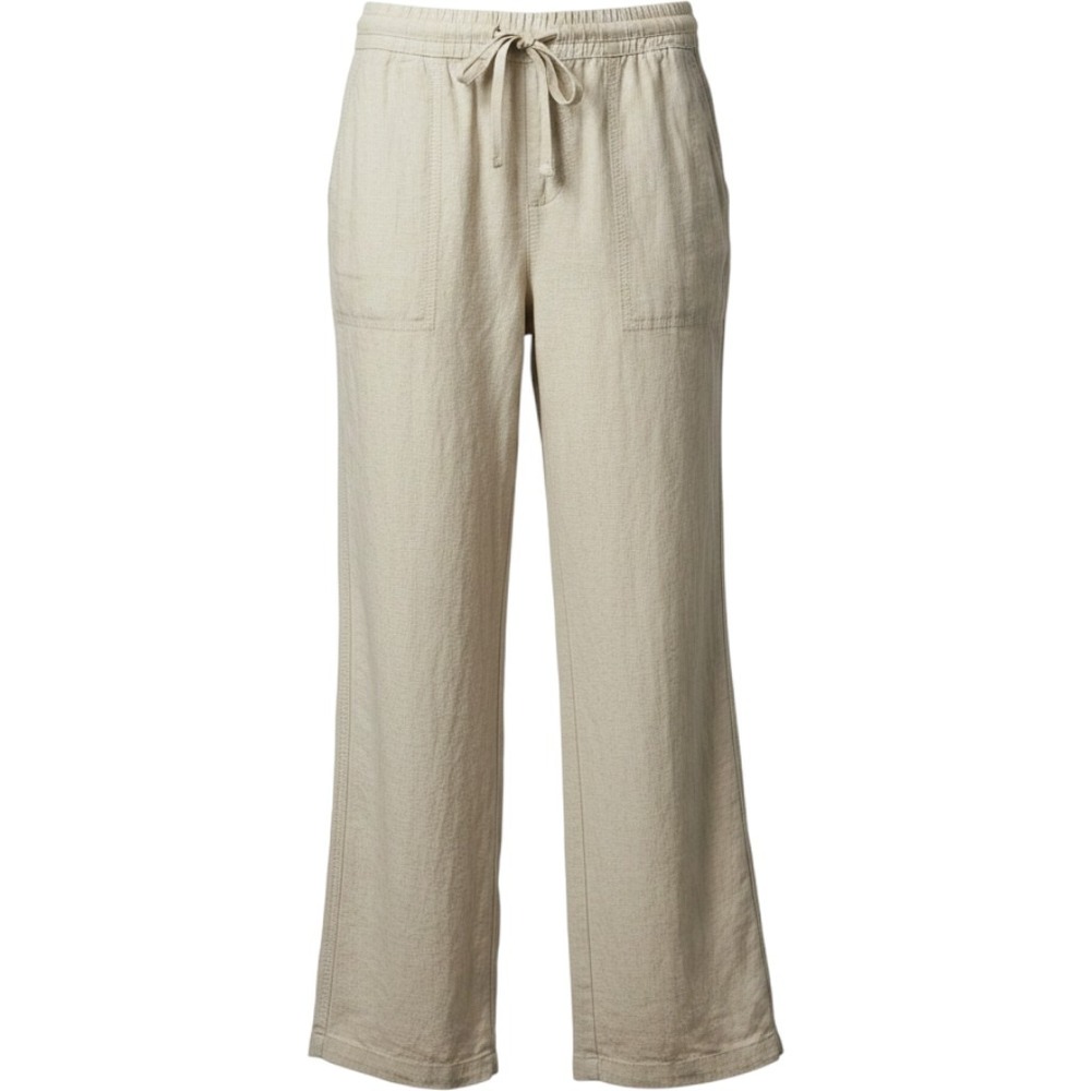 Caslon Womens Linen Blend Drawstring Waist Straight Leg Pants Oatmeal Beige M